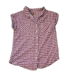 Jachs Girlfriend Red White Geometric Print Blouse - Short Sleeve V-Neck Top